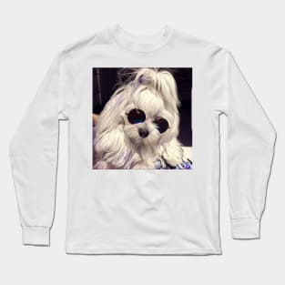 Maltese Coco the model, maltese dog, maltese, maltese puppy, dog model, white dog, dog products Long Sleeve T-Shirt